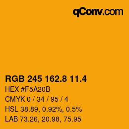 カラーコード: RGB 245 162.8 11.4 | qconv.com