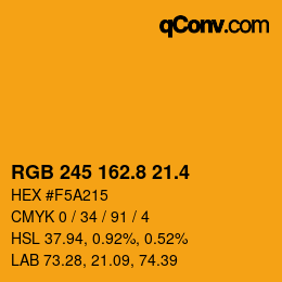 カラーコード: RGB 245 162.8 21.4 | qconv.com