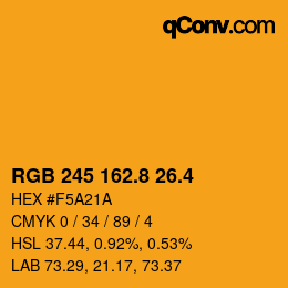 カラーコード: RGB 245 162.8 26.4 | qconv.com