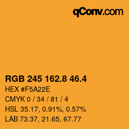 カラーコード: RGB 245 162.8 46.4 | qconv.com
