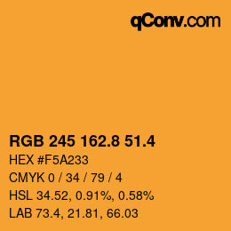 カラーコード: RGB 245 162.8 51.4 | qconv.com