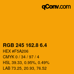 カラーコード: RGB 245 162.8 6.4 | qconv.com