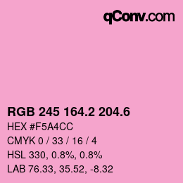 カラーコード: RGB 245 164.2 204.6 | qconv.com