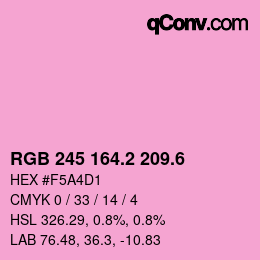 カラーコード: RGB 245 164.2 209.6 | qconv.com