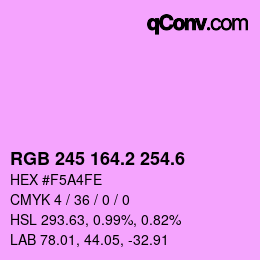 カラーコード: RGB 245 164.2 254.6 | qconv.com