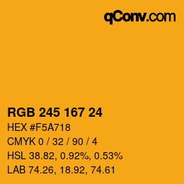 カラーコード: RGB 245 167 24 | qconv.com