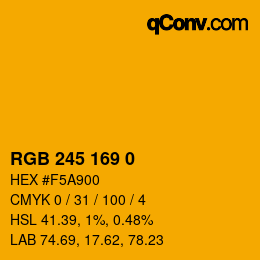 Color code: RGB 245 169 0 | qconv.com