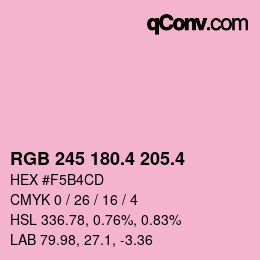 カラーコード: RGB 245 180.4 205.4 | qconv.com