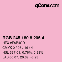 カラーコード: RGB 245 180.8 205.4 | qconv.com