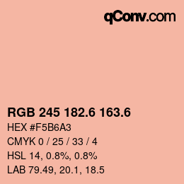 カラーコード: RGB 245 182.6 163.6 | qconv.com
