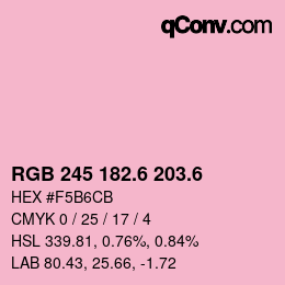 カラーコード: RGB 245 182.6 203.6 | qconv.com