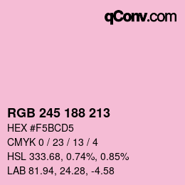 カラーコード: RGB 245 188 213 | qconv.com