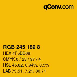 カラーコード: RGB 245 189 8 | qconv.com