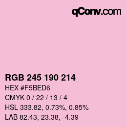 Color code: RGB 245 190 214 | qconv.com