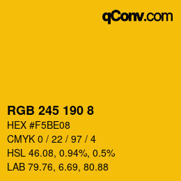 Color code: RGB 245 190 8 | qconv.com