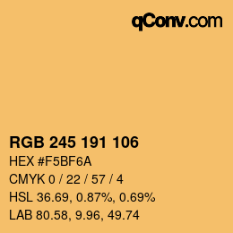 颜色代码: RGB 245 191 106 | qconv.com