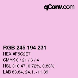 颜色代码: RGB 245 194 231 | qconv.com