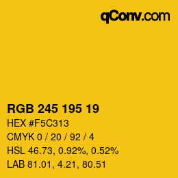 カラーコード: RGB 245 195 19 | qconv.com