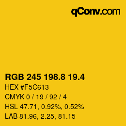 カラーコード: RGB 245 198.8 19.4 | qconv.com