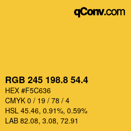 カラーコード: RGB 245 198.8 54.4 | qconv.com
