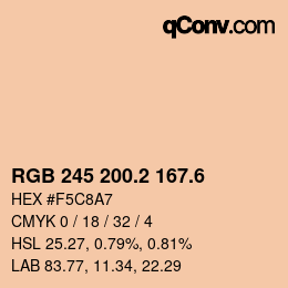 カラーコード: RGB 245 200.2 167.6 | qconv.com