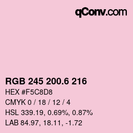 カラーコード: RGB 245 200.6 216 | qconv.com