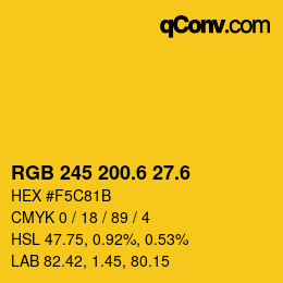 カラーコード: RGB 245 200.6 27.6 | qconv.com