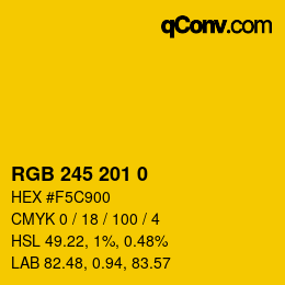 颜色代码: RGB 245 201 0 | qconv.com