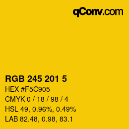 Color code: RGB 245 201 5 | qconv.com