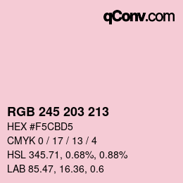 Color code: RGB 245 203 213 | qconv.com