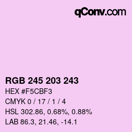 Color code: RGB 245 203 243 | qconv.com