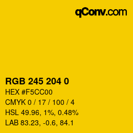 Color code: RGB 245 204 0 | qconv.com