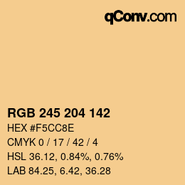 Color code: RGB 245 204 142 | qconv.com
