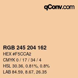 Color code: RGB 245 204 162 | qconv.com