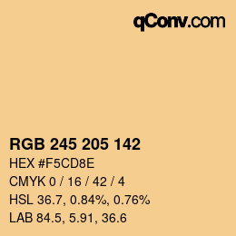 Color code: RGB 245 205 142 | qconv.com