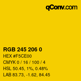 カラーコード: RGB 245 206 0 | qconv.com