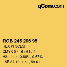 Color code: RGB 245 206 95 | qconv.com