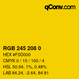 Color code: RGB 245 208 0 | qconv.com