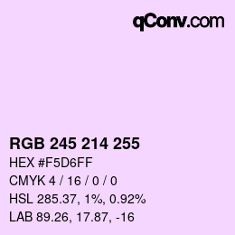 Color code: RGB 245 214 255 | qconv.com