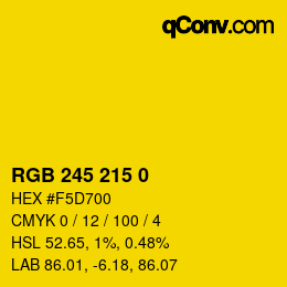 Código de color: RGB 245 215 0 | qconv.com