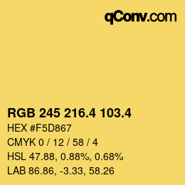 カラーコード: RGB 245 216.4 103.4 | qconv.com