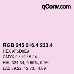 カラーコード: RGB 245 216.4 233.4 | qconv.com