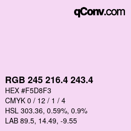 カラーコード: RGB 245 216.4 243.4 | qconv.com