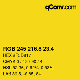 カラーコード: RGB 245 216.8 23.4 | qconv.com