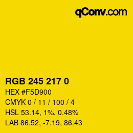 Color code: RGB 245 217 0 | qconv.com