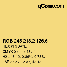 カラーコード: RGB 245 218.2 126.6 | qconv.com