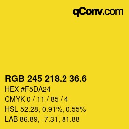 カラーコード: RGB 245 218.2 36.6 | qconv.com