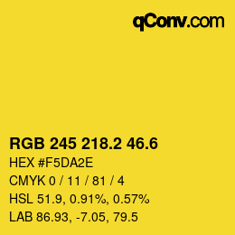 カラーコード: RGB 245 218.2 46.6 | qconv.com