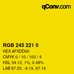 颜色代码: RGB 245 221 0 | qconv.com