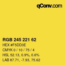 Color code: RGB 245 221 62 | qconv.com